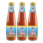PANTAINORASINGH Hot Pot Sauce 330g, three bottles of dry grocery condiment with red and orange label and Thai branding.