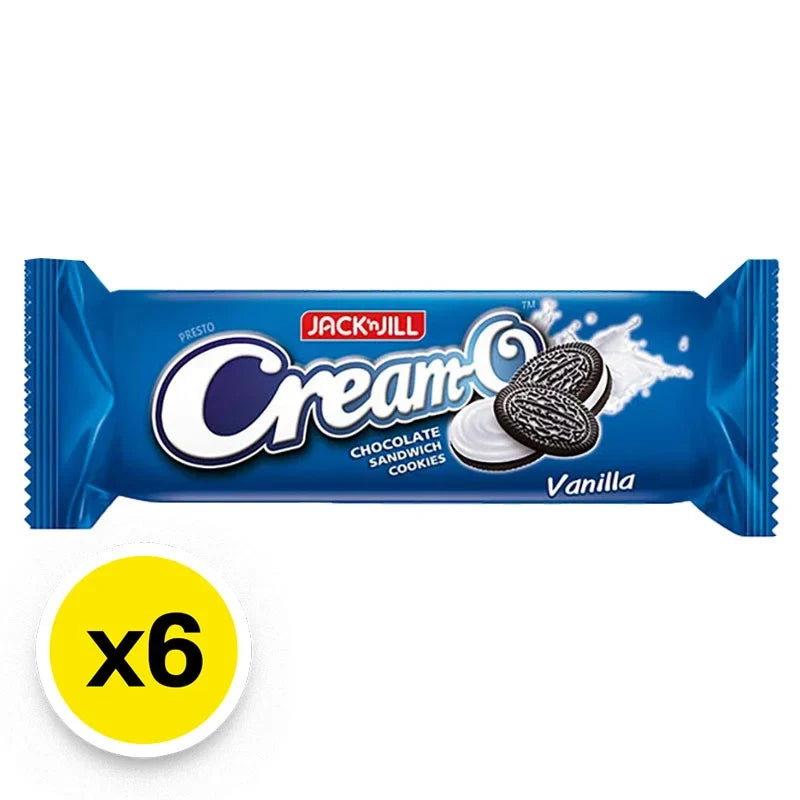 Cream-O Cookies Chocolate Vanilla snack pack, 67.5g x6, featuring layered cookies with chocolate and vanilla flavors in a dry grocery pack.