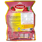 Yogee Strawberry Flavour Konjac Jelly, a colorful confectionery snack with strawberry flavor and smooth jelly texture.