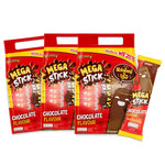 Grinny chocolate-flavored corn snack pack with three 11g bags, crispy crunchy snack from dry grocery confectionery.