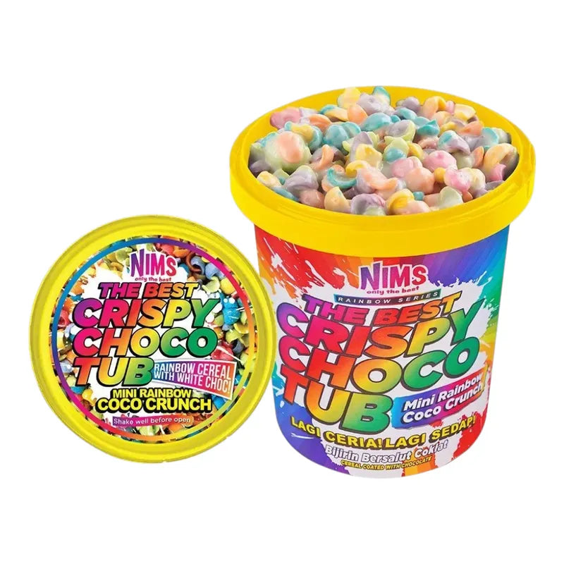 Nims Crispy Choco Tube snack, chocolate-filled crispy confectionery with a tube shape, displayed on a neutral background.