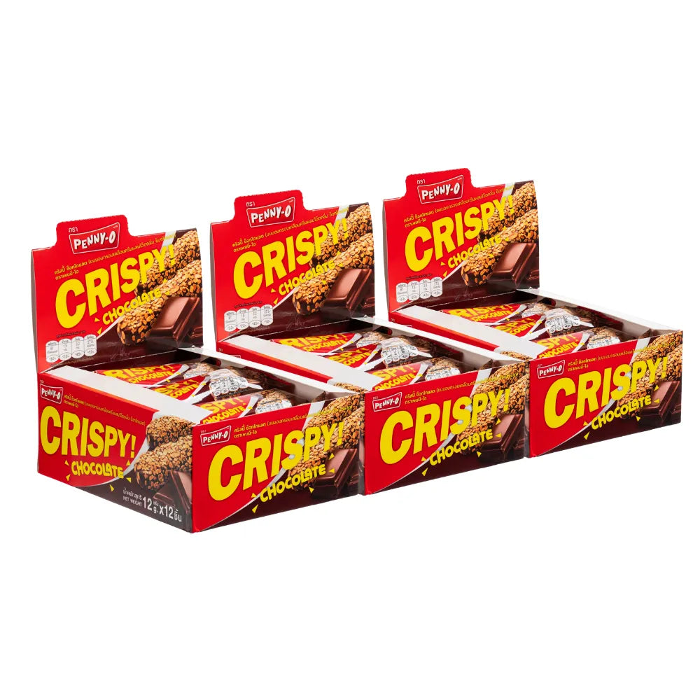 Pennyo crispy snacks coated with oat chocolate cream in 12g x 3 pack, a dry grocery snack confectionery.