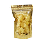 Sriwanna Crispy Durian Chips in 85g pack, dry grocery snack with golden, crunchy durian slices on a white background.