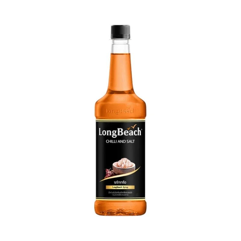 LongBeach Chilli and Sait Dry Grocery syrup bottle, 740ml, with label and cap visible, ideal for cooking and flavoring dishes.