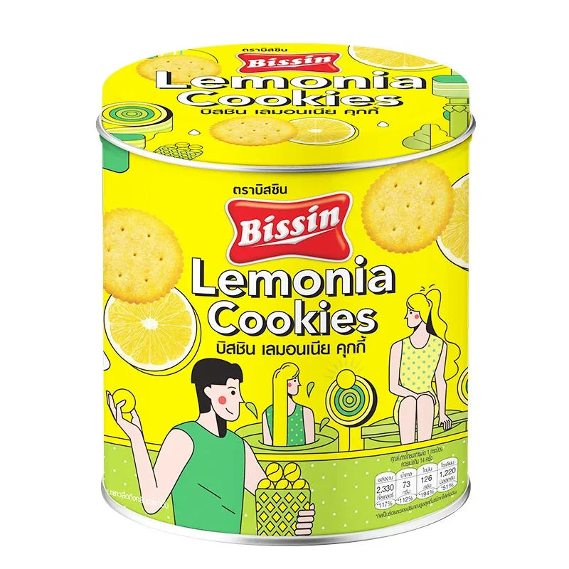BISSIN Lemonia Cookies in 420g package, dry grocery snack with lemon flavor, confectionery biscuits, and treats.