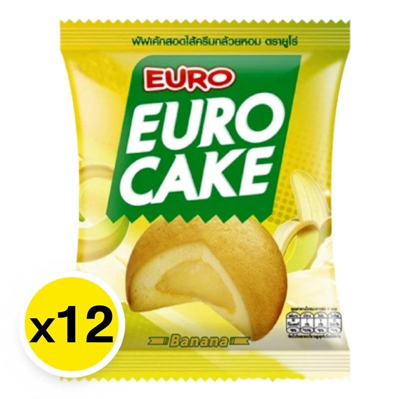 Euro Brand Banana Flavored Snack, 17g x12 packs, dry grocery confectionery with banana taste and chewy texture.