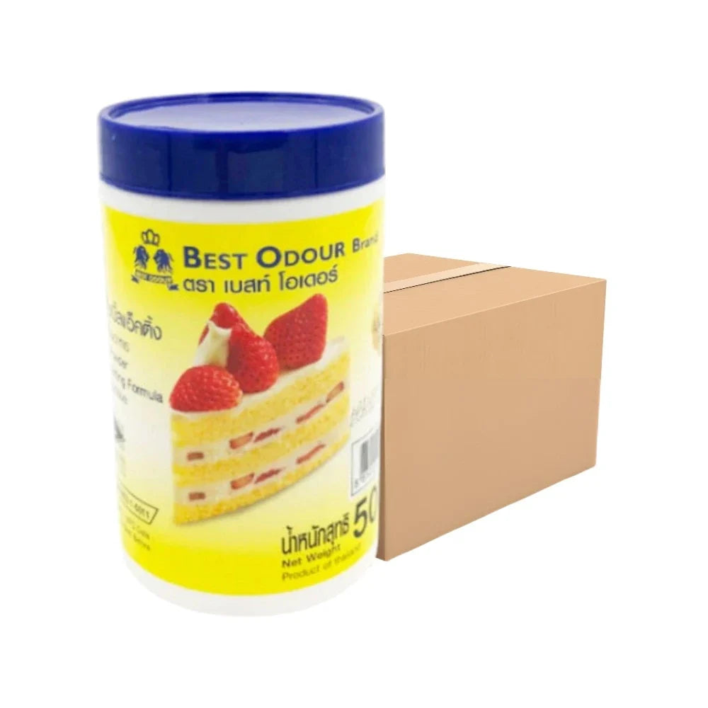 Best Odour Double Acting Baking Powder 500g in a white box, used for baking and cooking in dry grocery products.