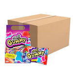 GRINNY Pectin Gummy Stars in strawberry and blueberry flavor, shown in a clear snack package with colorful gummies inside.