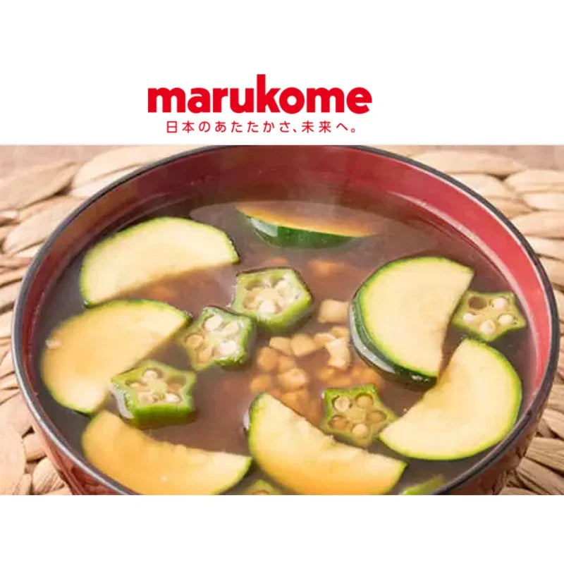 Marukome Miso Akadashi gluten-free vegetarian dry grocery product, 1kg bags, shown in four packaging units.