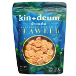 Kin Deum Wholesome Rice Chips Seaweed, crispy snack with rice and seaweed flavor, in colorful packaging.