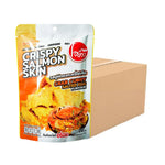 O-YUA Crispy Fried Salmon Skin snack with crab curry and salted egg flavor, 20g, in a sealed packaging.