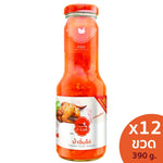J-LEK Jae Lek Chicken Sauce in a 390g glass bottle, dry grocery condiment with rich chicken flavor, unopened and sealed.