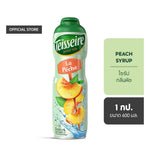 Teisseire Peach Syrup 600ml bottle with peach-flavored syrup, used for beverages and desserts in dry grocery shopping.