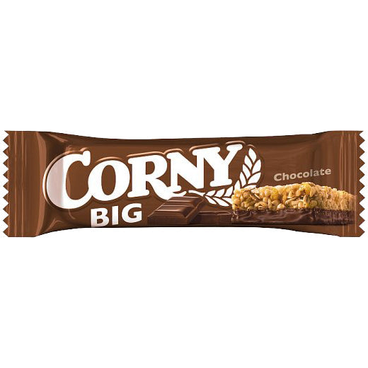 Corny Big Chocolate Bar, large snack with chocolate coating and oat chunks, ideal for quick energy from the Corny grocery brand.