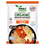 Perfect Earth Organic Instant Noodles Kimchi package showing noodles, kimchi flavor, and vibrant branding on the grocery product.