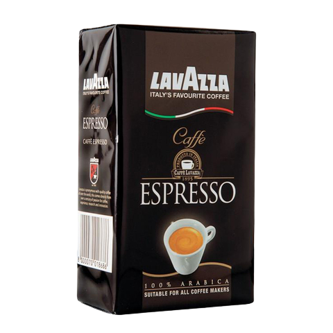 Lavazza Espresso Ground Coffee in a bag, ready for brewing, showcasing the rich Italian coffee brand and ground coffee type.