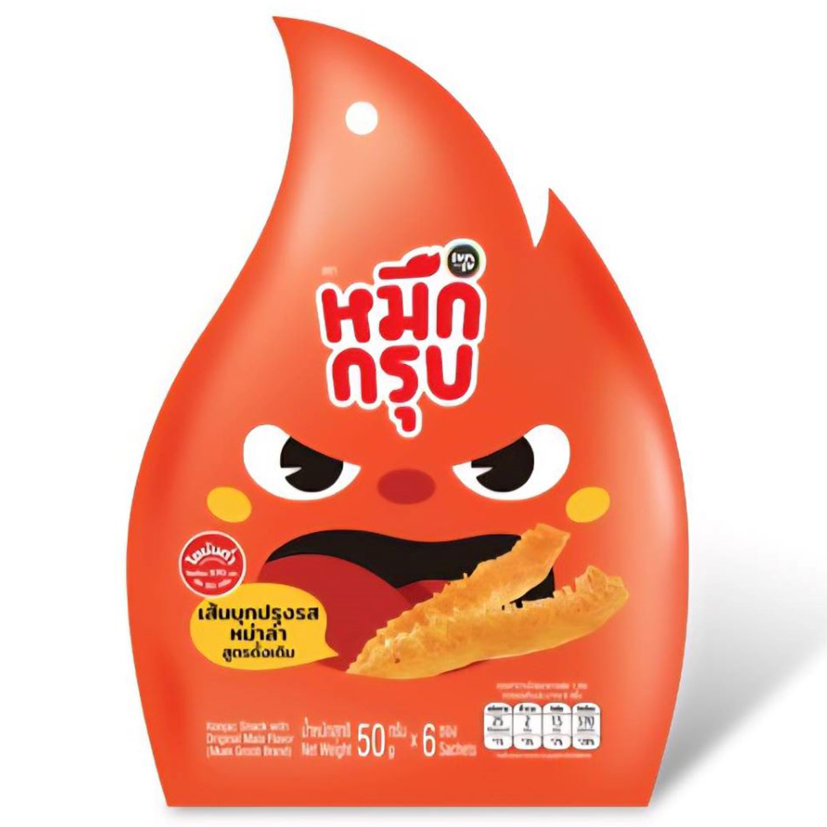 Muek Groob Konjac Snack with Original Mala flavor, a chewy confectionery snack in a colorful package.