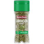 Fresh Masterfoods Tarragon Leaves in a clear container, ready for cooking or garnishing in gourmet dishes.