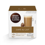 Nescafe Dolce Cafeaulait drink in a glass cup with frothy milk and coffee, showcasing a creamy coffee beverage.