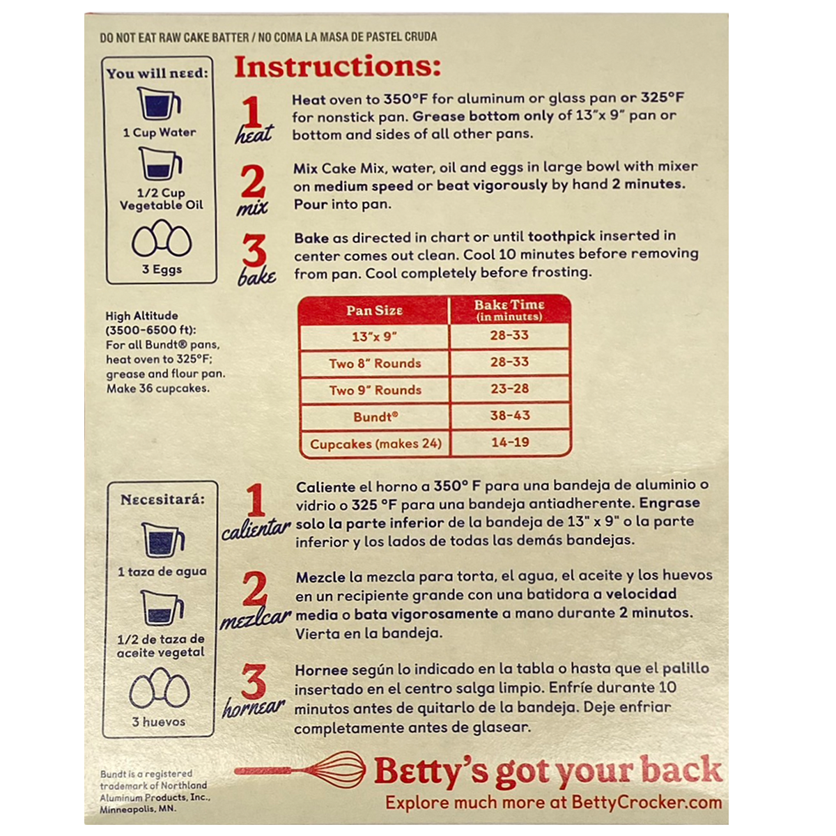 Betty Crocker Super Moist Chocolate Fudge Cake Mix box with baking instructions and ingredients on a white background.