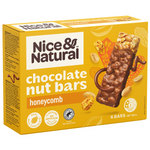 Nice & Natural Nut Bars Honeycomb, grocery snack bars with honeycomb pieces and nuts in a natural packaging.