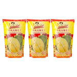 Khunmaeju Crispy Durian Monthong snack pack, 3 x 95g, Thai dried durian confectionery from Khunmaeju.
