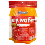 My Bizcuit Nuwafer caramel-flavored confectionery snack with crispy layers and caramel coating, shown in the image.