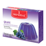 Imperial Grape Gelatin in a clear package, ready for dessert preparation, showcasing the vibrant purple color and branding