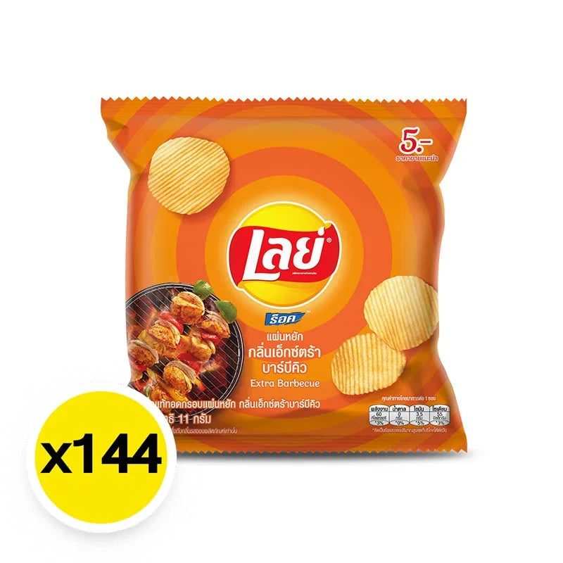 Lay's Rock Ridged Barbecue Potato Chips 13g snack, crispy, seasoned potato chips in a resealable bag.