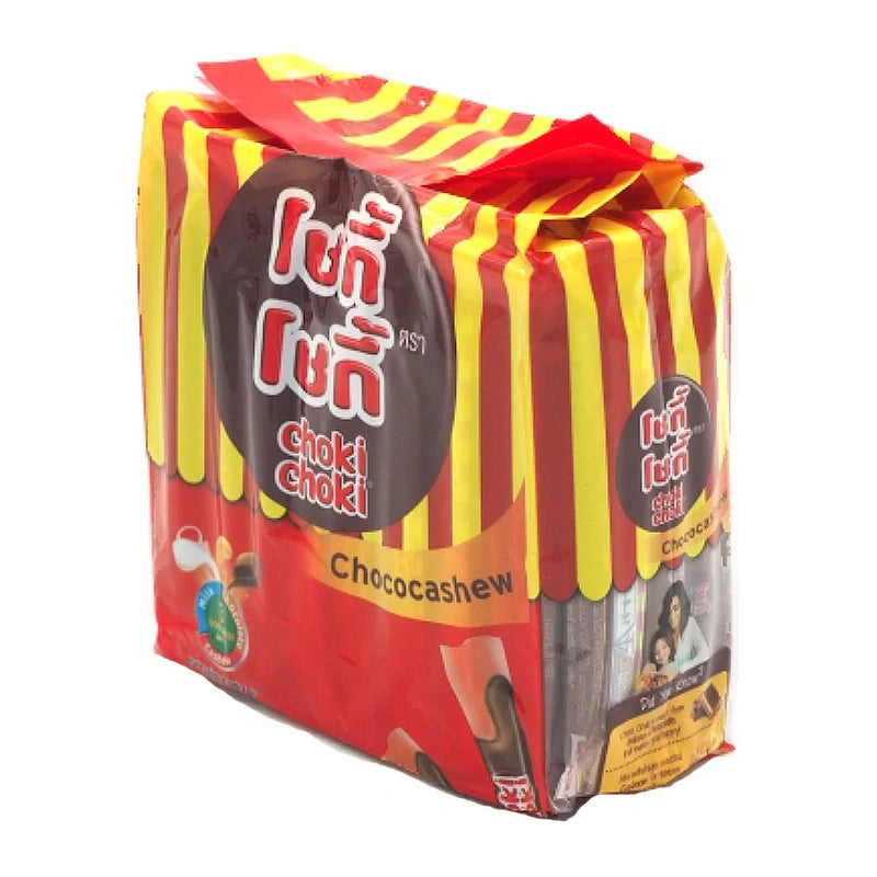 Choki Choki Rich and Smooth Chocolate in a packet, a delicious dry grocery snack with creamy texture and rich chocolate flavor.