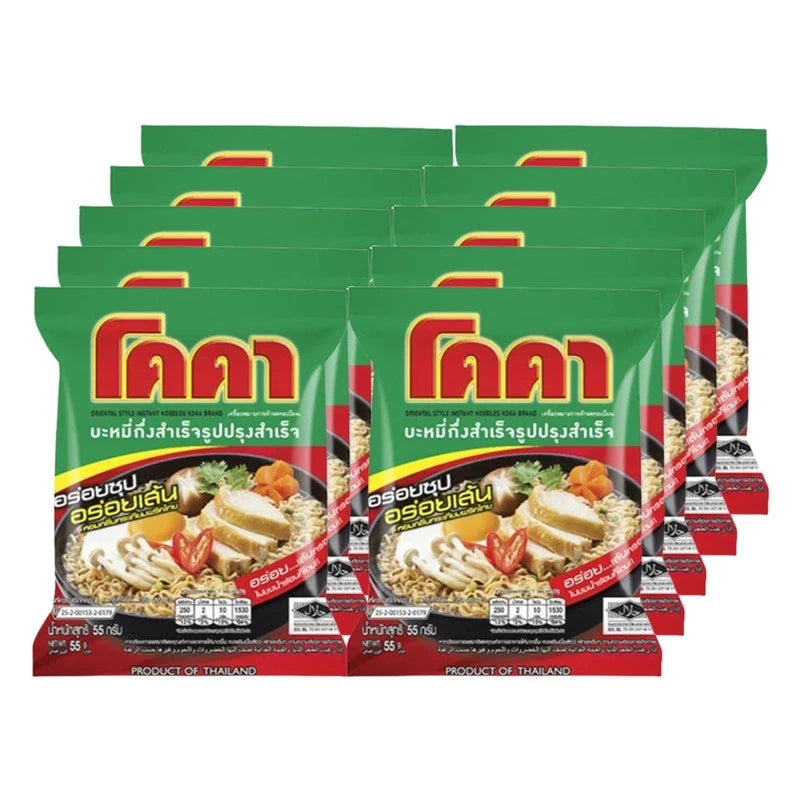 KOKA Koka Coca instant noodles packets in a dry grocery pack with flavorful ramen noodles and seasoning.