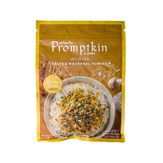Promptkin Salted Mackerel Flakes, original flavor, in a grocery image showcasing flaky, salted fish product for cooking or snacking.