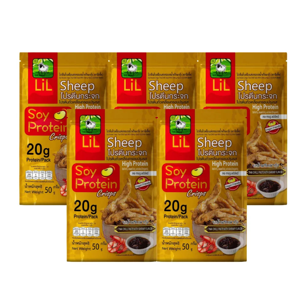 Lilsheep soy protein crisps snack in a colorful bag, crispy soy-based confectionery from LILSHEEP.