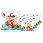 Calbee Ebisen prawn crackers with grilled squid and seaweed flavor in a 10g pack, part of dry grocery snack selection.