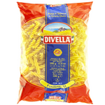 Divella Fusilletti 51 pasta in a clear bowl, showcasing the Italian dried pasta shape and brand packaging.