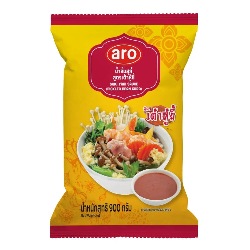ARO Suki Sauce Bean Curd 900g in a clear plastic package, ready for cooking, from the dry grocery section.