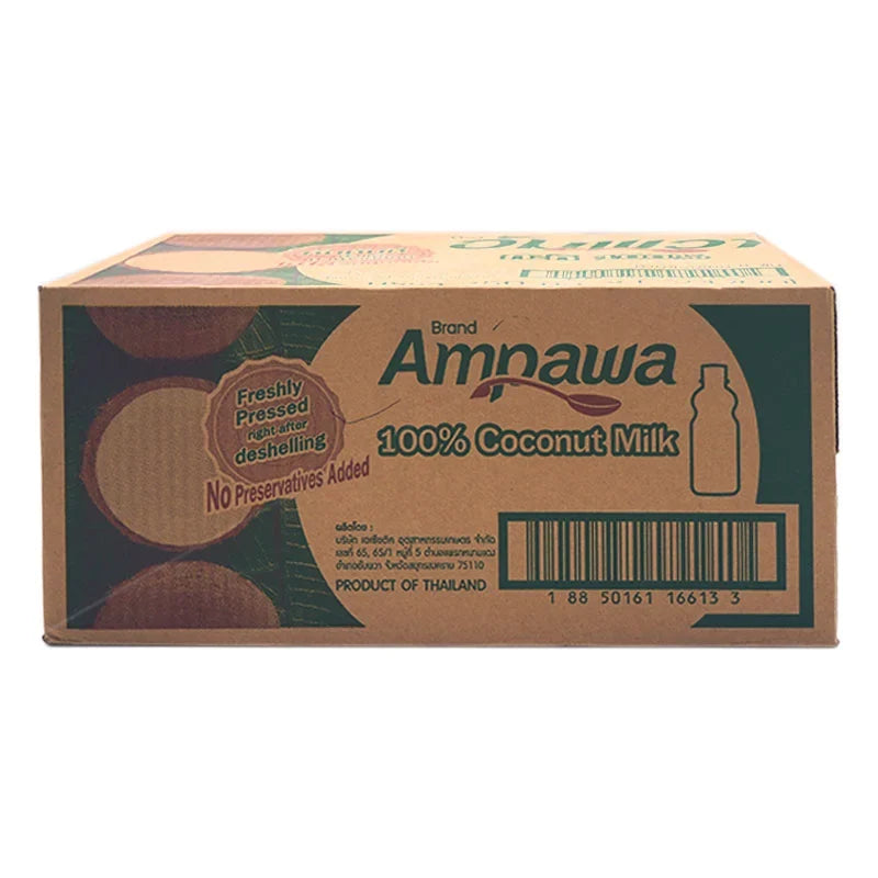 Coconut milk in a 250ml PET bottle from AMPAWA, part of the Ampawa dry grocery product line, shown in the image.