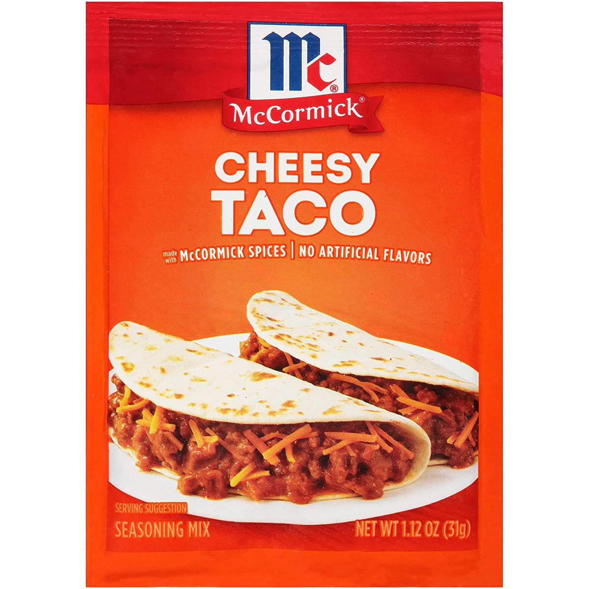 McCormick Chessy Taco seasoning packet, grocery product with colorful packaging for flavorful taco seasoning.