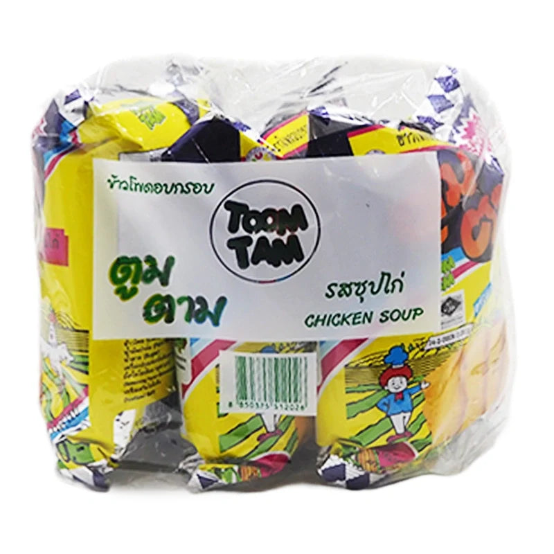 Toomtam Corn Extrude Snack with Chicken Soup flavor, 91g x3 packs, crispy dry grocery snack from Toomtam.