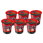 Nongshim Shin Ramyun instant noodle cup 68g, dry grocery, featuring spicy noodle soup with seasoning and dried vegetables.