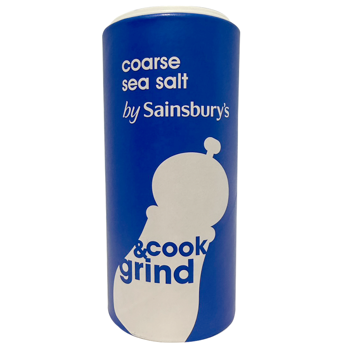 Sainsbury's Coarse Sea Salt in a clear jar, showing large salt crystals used for cooking and seasoning.
