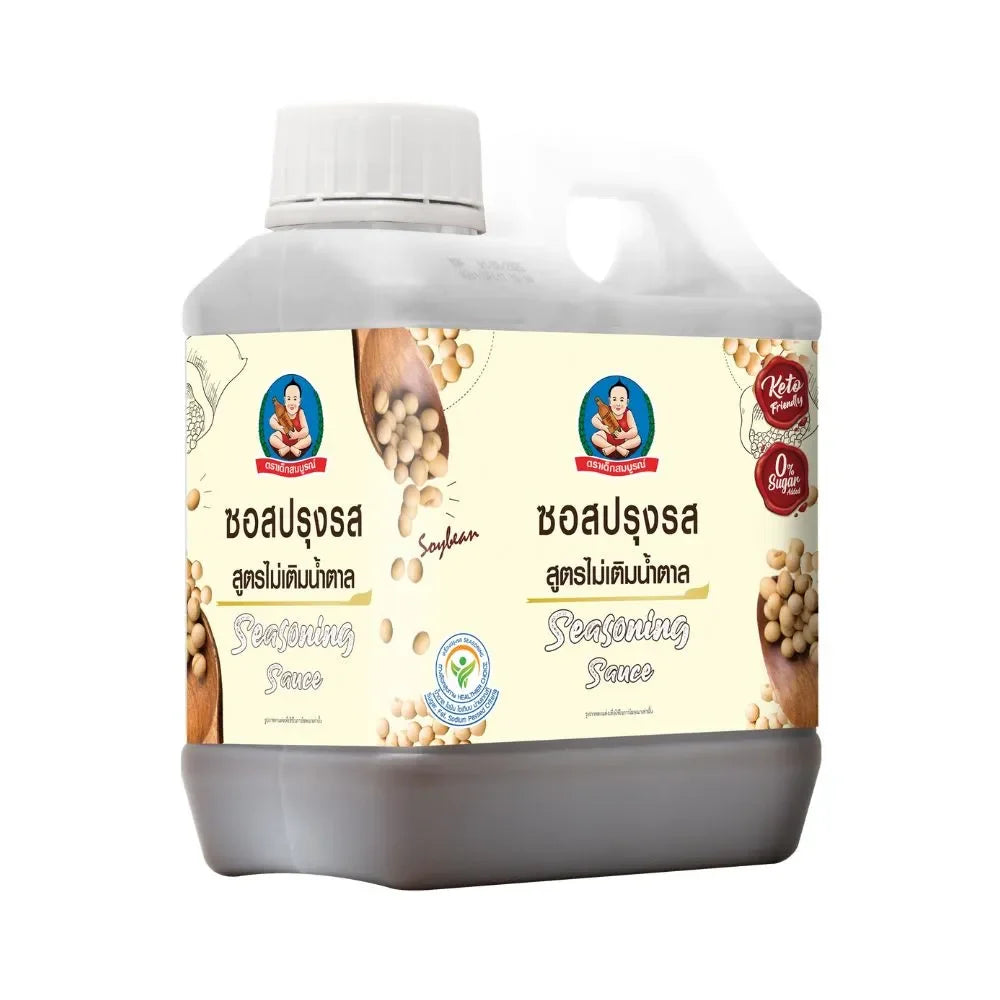 Deksomboon Seasoning Sauce Keto 900ml bottle, dry grocery product with clear label, used for cooking and flavoring dishes.