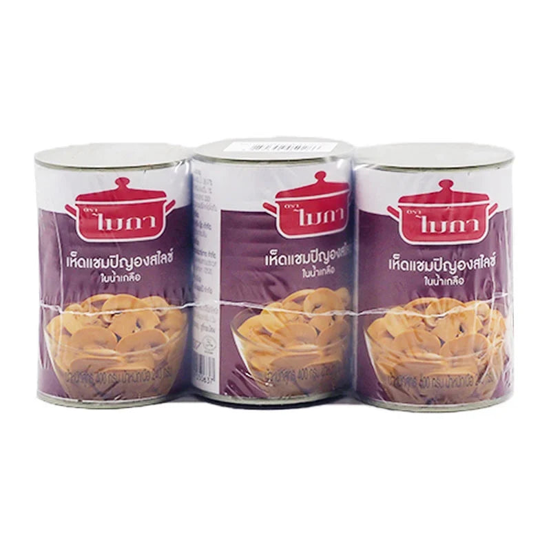 Dried Mica Mushroom slices in three 400g packs, suitable for cooking and adding flavor to dishes.