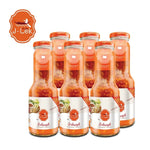 Six 350g glass bottles of J-LEK Jae Lek Suki Sauce in a dry grocery product image.