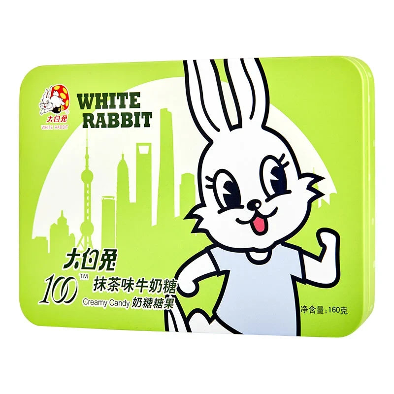 White Rabbit Soft Candy Matcha 160g, creamy matcha-flavored confectionery in white rabbit packaging, ideal as a snack or treat.