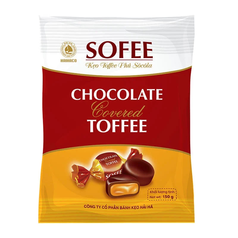 Haihaco Sofee chocolate candy in 150g package, featuring glossy chocolate-coated snacks from HAIHACO in dry grocery and confectionery.