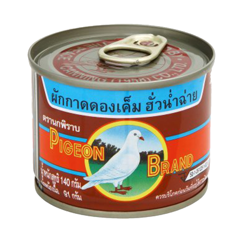 Pigeon Pickle Mustard jar with easy-open lid, grocery product showing the label and packaging on a plain background.