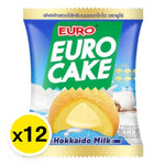 Euro EURO Hokkaido Milk Dry Snack package, 17g x12, featuring colorful packaging with images of creamy milk and sweet treats.