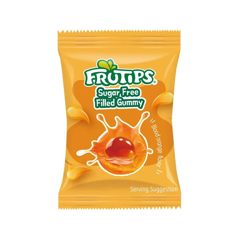 FRUTIPS Blood Orange Gummy Candy in 450g bag, fruity snack, dry grocery confectionery, bright orange gummies