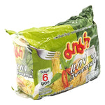 MAMA Chicken Green Curry Flavor Instant Noodles 55g pack, dry grocery product with six individual noodle packets.